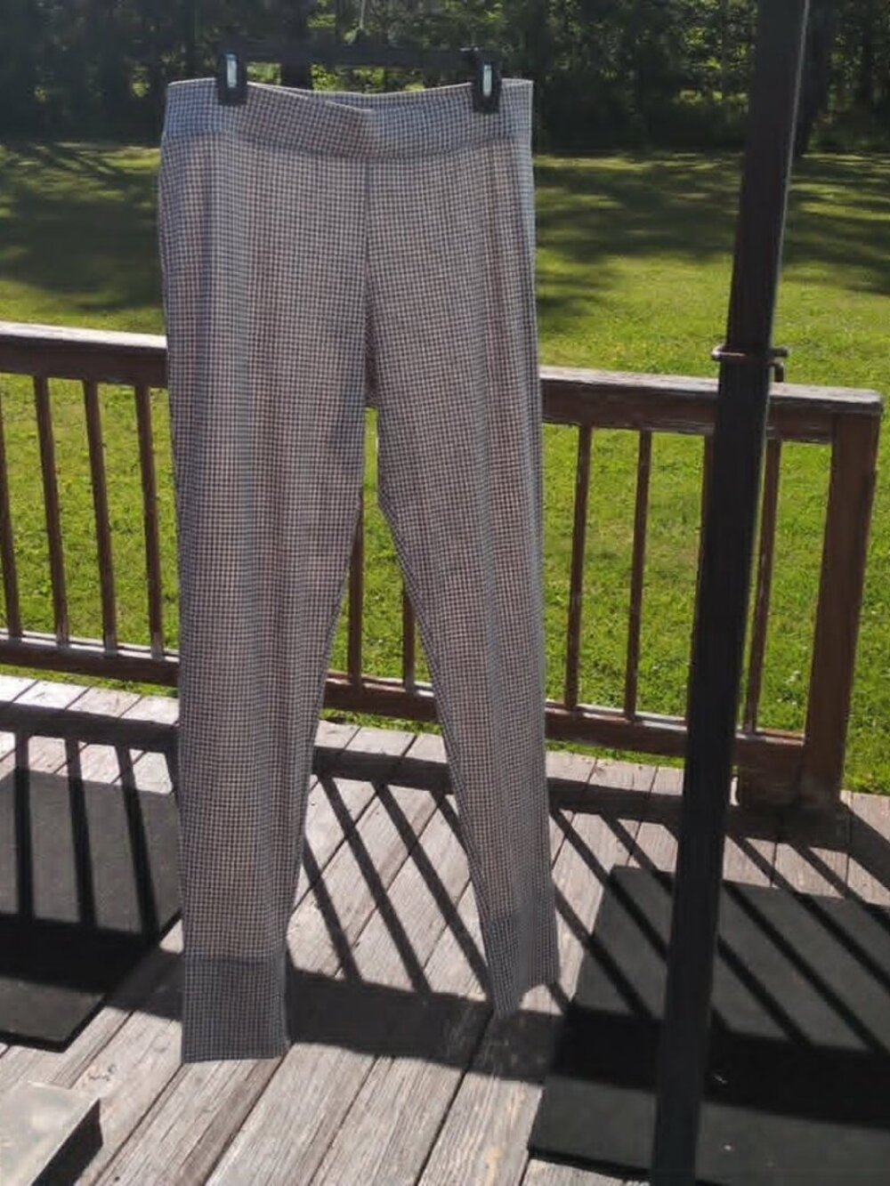 Lands End Light Graphic Houndstooth Leggings New Sz M Pull On Thrnskn Insulate